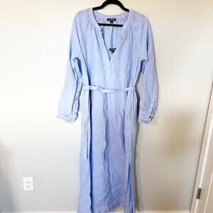 J.Crew Tall Cabana dress in linen blue women’s‎ medium tall